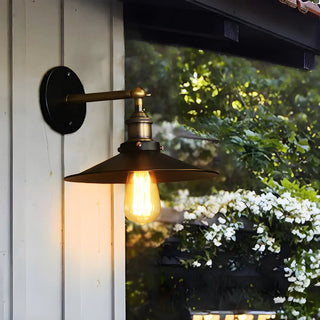 ZOWALA - Industrial Black Flared Shade Metal Exterior Wall Light Image - 1