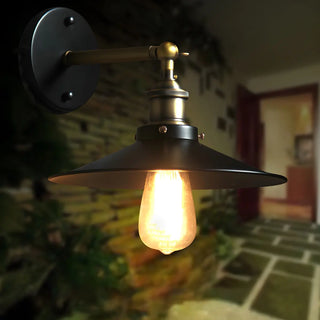 ZOWALA - Industrial Black Flared Shade Metal Exterior Wall Light Image - 3