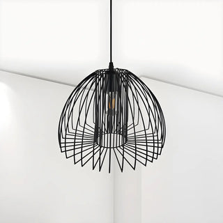 ZOWALA - Industrial Frame Black Geometric Wire Cage Pendant Light Image - 1