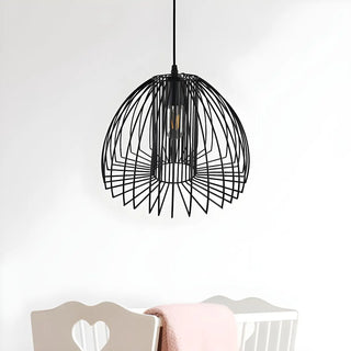 ZOWALA - Industrial Frame Black Geometric Wire Cage Pendant Light Image - 2