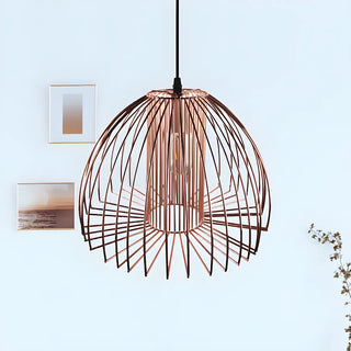ZOWALA - Industrial Frame Black Geometric Wire Cage Pendant Light Image - 3