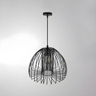 ZOWALA - Industrial Frame Black Geometric Wire Cage Pendant Light Image - 5