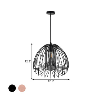 ZOWALA - Industrial Frame Black Geometric Wire Cage Pendant Light Image - 8