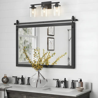 ZOWALA - Industrial Matte Black Glass Vanity Light Image - 2