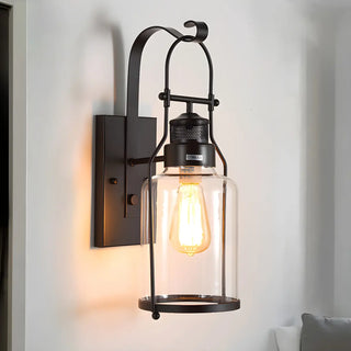 ZOWALA - Industrial Jar Glass Shade Black Small Decor Wall Light Image - 1