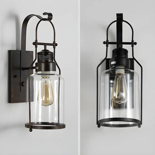 ZOWALA - Industrial Jar Glass Shade Black Small Decor Wall Light Image - 11