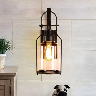 ZOWALA - Industrial Jar Glass Shade Black Small Decor Wall Light Image - 2