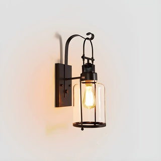 ZOWALA - Industrial Jar Glass Shade Black Small Decor Wall Light Image - 3