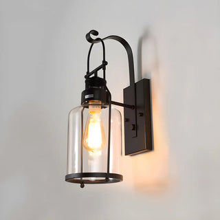 ZOWALA - Industrial Jar Glass Shade Black Small Decor Wall Light Image - 5