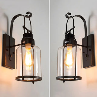 ZOWALA - Industrial Jar Glass Shade Black Small Decor Wall Light Image - 6
