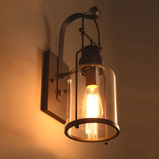 ZOWALA - Industrial Jar Glass Shade Black Small Decor Wall Light Image - 7