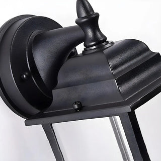 Industrial Glass Shade Lantern Black Outdoor Wall Light Image - 10