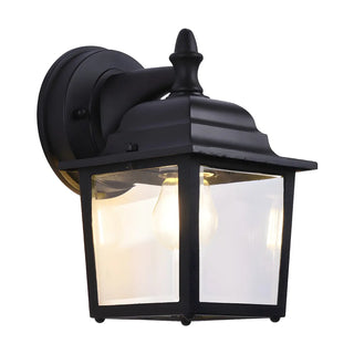 Industrial Glass Shade Lantern Black Outdoor Wall Light Image - 7