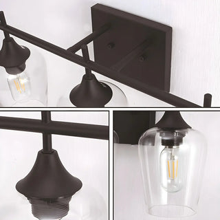 Industrial Black Clear Glass 3 Bulbs Wall Vanity Light Zawala Image - 6