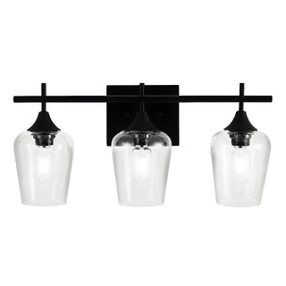Industrial Black Clear Glass 3 Bulbs Wall Vanity Light Zawala Image - 8