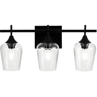 Industrial Black Clear Glass 3 Bulbs Wall Vanity Light Zawala Image - 9