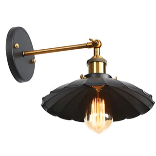 Industrial Black and Gold Cone Metal Wall Sconce Zawala Image - 14