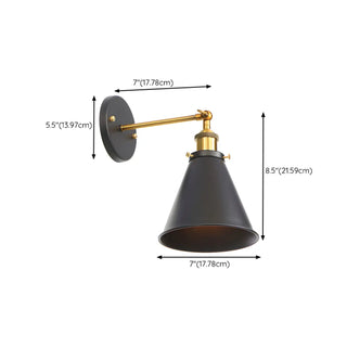 Industrial Black and Gold Cone Metal Wall Sconce Zawala Image - 17