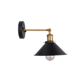 Industrial Black and Gold Cone Metal Wall Sconce Zawala Image - 3
