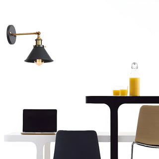 Industrial Black and Gold Cone Metal Wall Sconce Zawala Image - 5