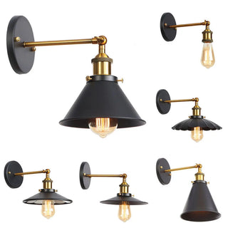 Industrial Black and Gold Cone Metal Wall Sconce Zawala Image - 6