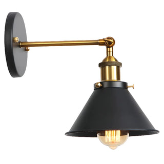 Industrial Black and Gold Cone Metal Wall Sconce Zawala Image - 7