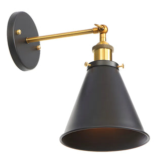 Industrial Black and Gold Cone Metal Wall Sconce Zawala Image - 8