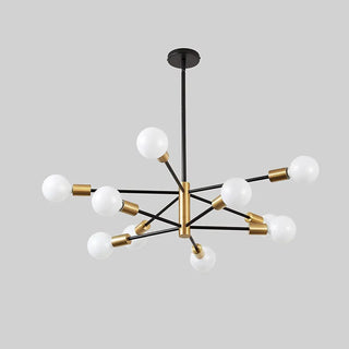 ZOWALA - Industrial Sputnik Metal Black Living Room Large Chandelier Image - 11
