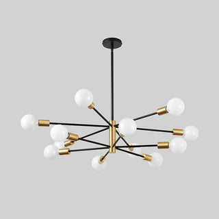 ZOWALA - Industrial Sputnik Metal Black Living Room Large Chandelier Image - 12