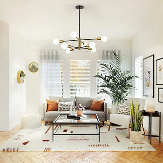 ZOWALA - Industrial Sputnik Metal Black Living Room Large Chandelier Image - 17