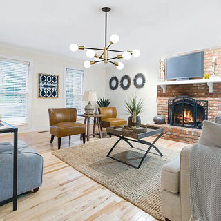 ZOWALA - Industrial Sputnik Metal Black Living Room Large Chandelier Image - 18