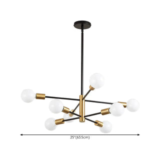 ZOWALA - Industrial Sputnik Metal Black Living Room Large Chandelier #size