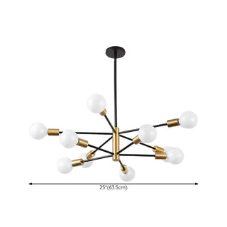 ZOWALA - Industrial Sputnik Metal Black Living Room Large Chandelier Image - 20