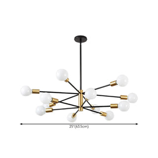 ZOWALA - Industrial Sputnik Metal Black Living Room Large Chandelier Image - 21