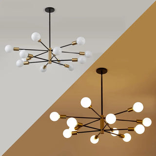 ZOWALA - Industrial Sputnik Metal Black Living Room Large Chandelier Image - 8