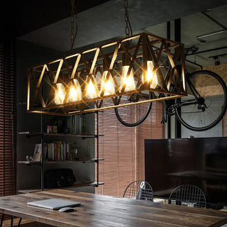 ZOWALA - Industrial Black Cage Metal Island Hanging Light Image - 2