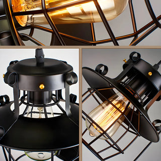 ZOWALA - Industrial Black Metal Geometric Living Room Pendant Light Image - 11