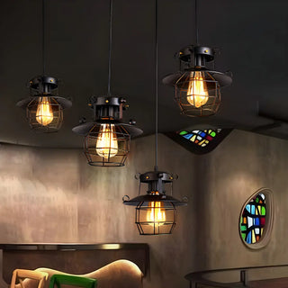 ZOWALA - Industrial Black Metal Geometric Living Room Pendant Light Image - 2