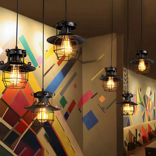 ZOWALA - Industrial Black Metal Geometric Living Room Pendant Light Image - 3