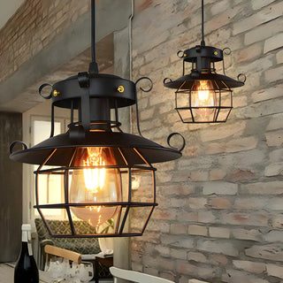 ZOWALA - Industrial Black Metal Geometric Living Room Pendant Light Image - 4