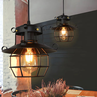 ZOWALA - Industrial Black Metal Geometric Living Room Pendant Light Image - 5