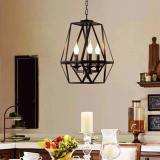 ZOWALA - Industrial Cage Black Metal Candle Restaurant Chandelier Image - 1