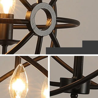 ZOWALA - Industrial Cage Black Metal Candle Restaurant Chandelier Image - 10