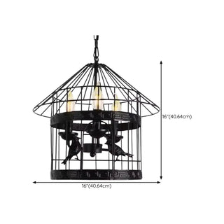 ZOWALA - Industrial Cage Black Metal Candle Restaurant Chandelier #size