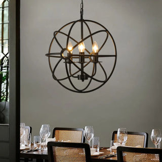 ZOWALA - Industrial Cage Black Metal Candle Restaurant Chandelier Image - 2