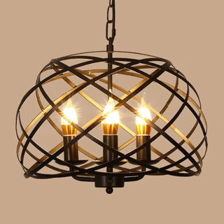 ZOWALA - Industrial Cage Black Metal Candle Restaurant Chandelier Image - 3