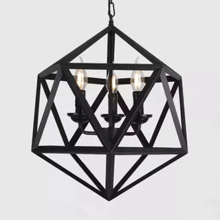 ZOWALA - Industrial Cage Black Metal Candle Restaurant Chandelier Image - 9