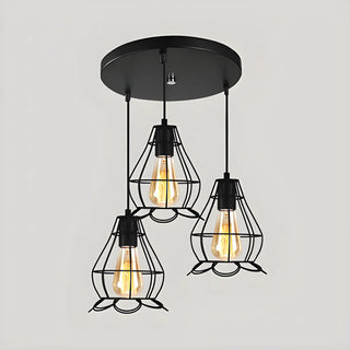 Vintage Industrial Geometric Caged Living Room Pendant Light Zawala Image - 12