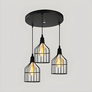 Vintage Industrial Geometric Caged Living Room Pendant Light Zawala Image - 14
