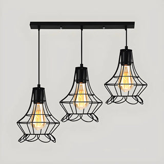 Vintage Industrial Geometric Caged Living Room Pendant Light Zawala Image - 3